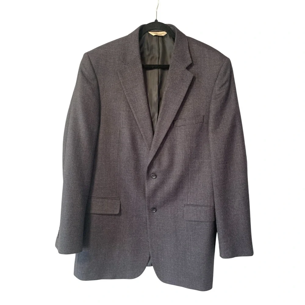 Pronto Uomo Wool Blazer Mens 44R Sport Coat Navy Blue Lambswool Tweed ClassicEUC